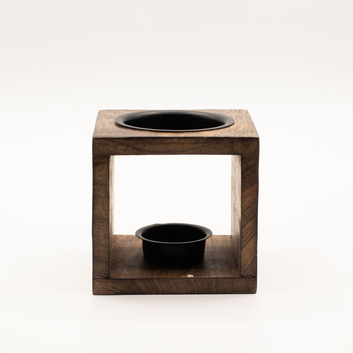 Square Mango Wood Oil Burner  - Yin Yang
